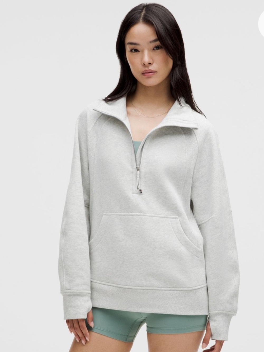 🍋 Lululemon Athletica Scuba Oversized Funnel Neck Half Zip Long Gray M/L 🍋